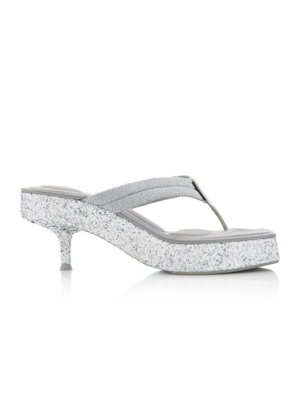 Alexander Wang 55 mm Jessie Silver Glitter Kitten Heel Thong Sandal